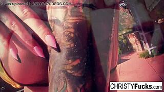 hot christy mack bathing in the shower