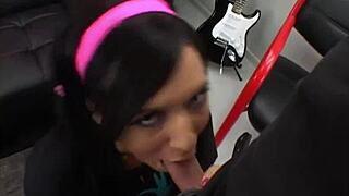 Rocker Ashli Gives Natural Tits Blowjob And Ball Licking