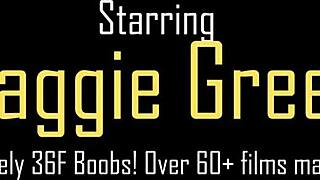 Maggie green in lesbian scene with toys and big natural tits.