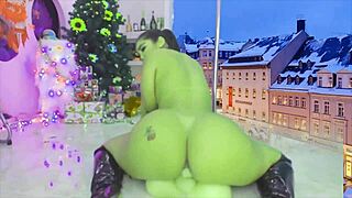 Sexy Christmas-themed milf indulges in self-pleasure and homemade solo performance