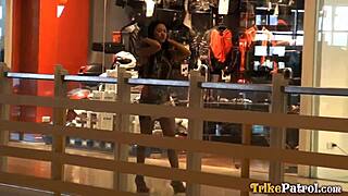 Asian with smalltits satisfies her craving for cock with stranger's big dick during shopping trip.