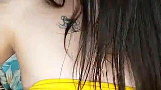 A girl masturbates during a video call with her boyfriend.