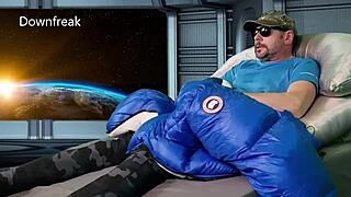 canadian girl masturbates in bed with fetish jacket