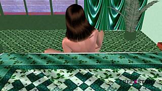 Animated cartoon porn video of a beautiful girl doing masturbation in three different positions