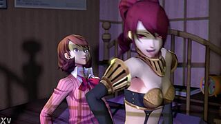 Takeba and Mitsuru enjoy lesbian hentai sex with fingering 😍