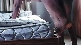 Hey, check out this doggystyle with bent over shaved pussy action