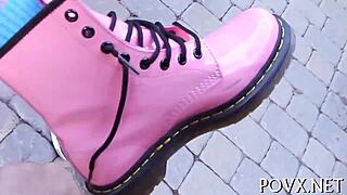 hey, wanna watch this nasty cutie lick balls like crazy?