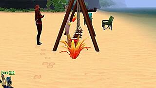 Blonde and Brunette Enjoy a Day on the Beach Together