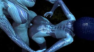 cortana struggles with her clone in halo porn parody close up