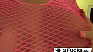 ugh, can’t stop watchin’ nikita, hot milf in fishnets goin’ solo!