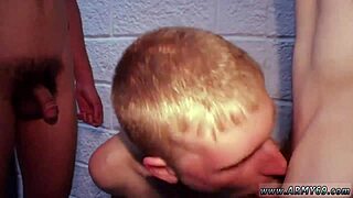 Military guys jerking off in shower for gay orgy training