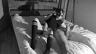 Slender girl enjoys playful time with her stepfather after school