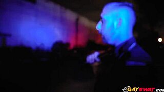 Two gay cops suck and ride big black cock outdoors hardcore