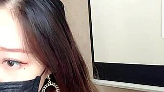 asian girl shows milk on cam in casual chat