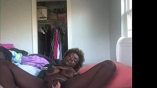 Horny Ebony Babe Plays with Her Tight Ass