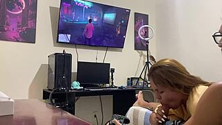 Sucking Him While He Plays Video Game