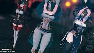 【mmd genshin impact】 red flavor - red velvet amber lisa jean bikini ver