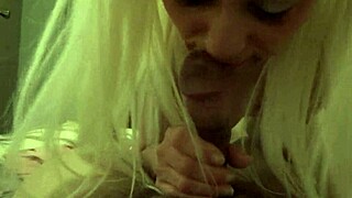 Sexy blonde Barbie Blaze says, 'I get that cum on my big tits.'