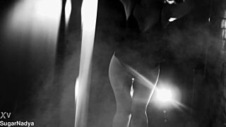 Sugarnadya's chic dance in black and white lingerie