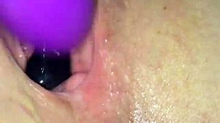 watching this lesbian wet wife masturbating alone at home, she gets so turned on