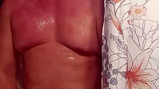 Massive Cock Play in Steamy Shower with Tight Ass Action