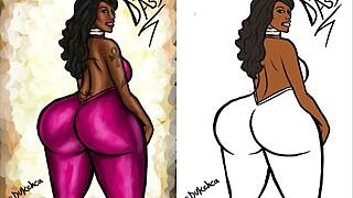 Illustration of a voluptuous African-American woman's derriere
