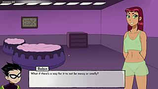 starfire from teen titans sucks dick in this cartoon blowjob scene