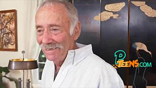 Feeling emotional, gorgeous teen rides old dude's big cock