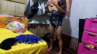 me practicing sexy dances at home then seducing stepbrother and riding his small cock