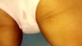 Feeling aroused in twerk class, the brunette wets her panties with amateur masturbation