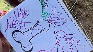 Nikole Nash squirts in public art session.