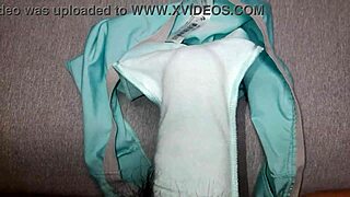 I feel so aroused masturbating with my friend's blue panties