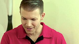 Petite brunette gives massage to husband