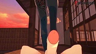 shenhe shows foot work in genshin cosplay