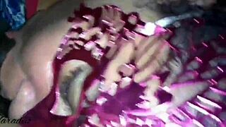 Enjoying lingerie session with handjob and massage