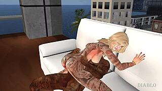 Cartoon 3D Scene Of Ass And Pussy Sex With Tits.