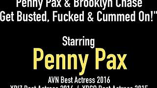 So, Penny Pax got fucked hard with double oral by blonde and redhead cops!