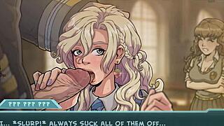 Akaburs Hogwarts Blowjob with Brunette Blonde Swallowing!