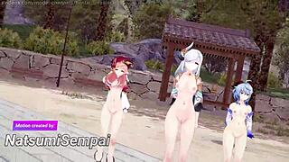 genshin impact mmd rough shenhe ganyu yanfei