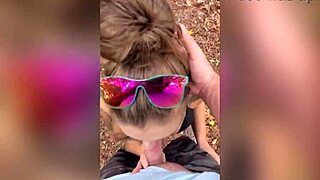 Getting a blowjob in the woods with a milf