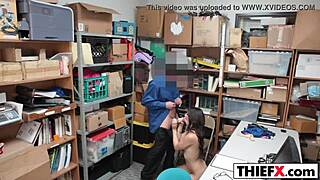 Being a thief at work leads to punishment with blowjob and ass fucking by monster cock.