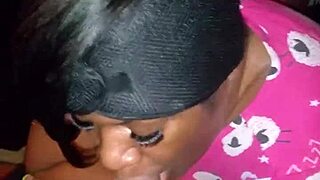 Sloppy bedtime blowjob on big black cock
