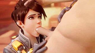tracer pays bet with blowjob! bewyx and cinderdryadva watch her suck cock to cumshot