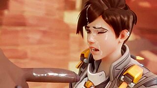 tracer pays bet with blowjob! bewyx and cinderdryadva watch her suck cock to cumshot