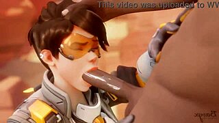 tracer pays bet with blowjob! bewyx and cinderdryadva watch her suck cock to cumshot