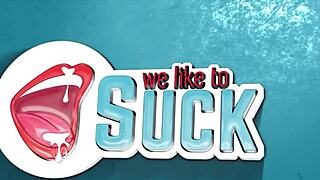 beautiful girl gets face full of cum