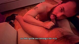 Does the bearded man suck 41 cocks in this gay blowjob series?