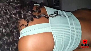 Ebony girl sucks monster cock in the car.