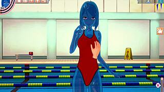 Slimegirl in 3d hentai at the pool