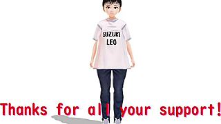 Leo Anime Girl Swims in Micro Bikini with Nip Slip